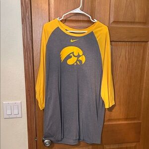Nike Gray and Gold Iowa Hawkeye Raglan